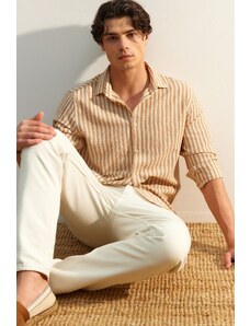 Trendyol Limited Edition Stone Regular Fit Striped Textured Shirt