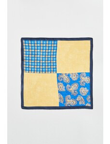 ALTINYILDIZ CLASSICS Men's Navy Blue-Yellow Patterned Navy Yellow Classic Handkerchief