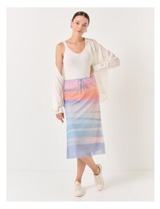 Jimmy Key Blue Sunset Pattern Mesh Midi Skirt