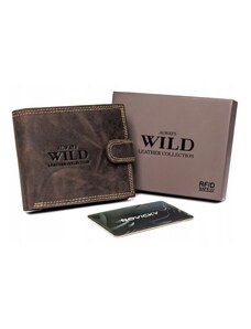 Hnědá kožená peněženka WILD s přezkou