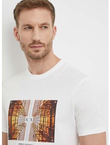 Bavlněné tričko Armani Exchange bílá barva, s potiskem, 3DZTHV ZJBYZ