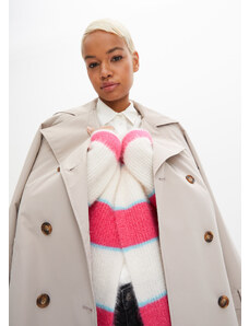 bonprix Oversized pletený kabátek s pruhy Pink