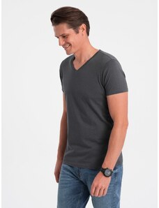 Ombre BASIC men's classic cotton T-shirt with a crew neckline - graphite