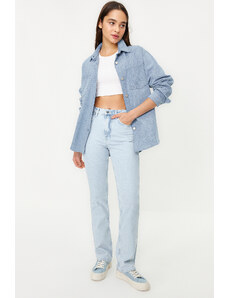 Trendyol Ice Blue High Waist Straight Jeans