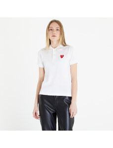 Dámské tričko Comme des Garçons PLAY Heart Logo Polo Short Sleeve Tee White