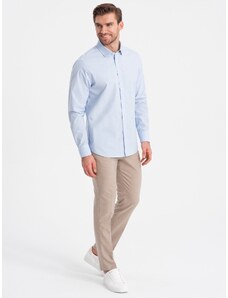 Ombre Clothing Klasická bavlněná košile REGULAR - modrá V1 OM-SHOS-0154