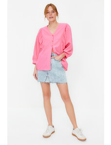 Trendyol Pink Bat Sleeve Woven Shirt