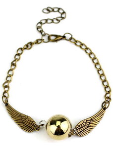Camerazar Náramek Harry Potter s křídly zlatého práskače, zlatý/stříbrný, šperkařský kov, 19 cm + 5 cm prodloužení