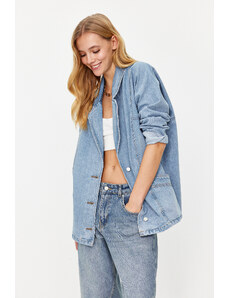 Trendyol Blue Oversize Blazer Denim Jacket