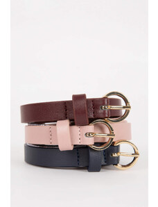 DEFACTO Woman Oval Buckle Faux Leather Triple Jean Belt