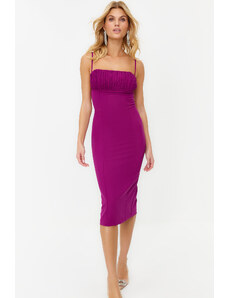 Trendyol Purple Fitted Evening Dress