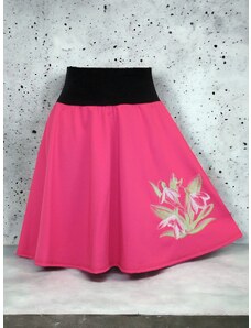 ŠatySukně Růžová půlkolová sukně, sněženky