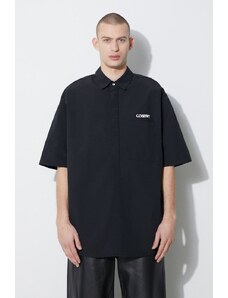 Košile Marcelo Burlon Logo Nylon Over Shirt pánská, černá barva, relaxed, s klasickým límcem, CMGG005S24FAB0011001