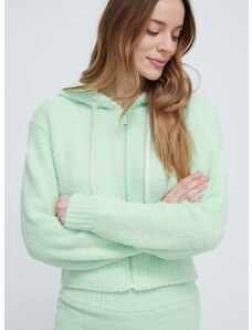 Mikina UGG dámská, zelená barva, s kapucí, hladká, 1136871