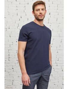 AC&Co / Altınyıldız Classics Men's Navy Blue Slim Fit Slim Fit Crew Neck Soft Button Basic T-Shirt