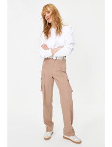 Trendyol Mink Cargo Straight Cut Woven Double Pocket Woven Trousers