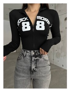 BİKELİFE Rock More Zipper High Neck Slim/Fitted Elastic Knitted Bodysuit