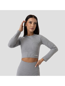 Dámské tričko FLO Ribbed Crop Top Grey - GymBeam