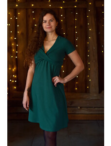 Jsem máma Kojicí šaty s uzlem, bio bavlna, smaragdově zelené