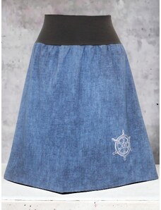 ŠatySukně Modrá sukně do áčka, imitace džínoviny, kormidlo