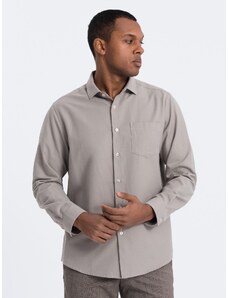 Ombre Clothing Pánská košile REGULAR FIT s kapsou - šedá V1 OM-SHCS-0148