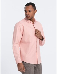 Ombre Clothing Pánská košile REGULAR FIT s kapsami - růžová V5 OM-SHCS-0148