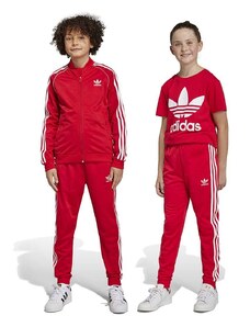 Dětské tepláky adidas Originals červená barva, vzorované