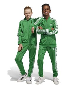 Dětské tepláky adidas Originals zelená barva, s aplikací