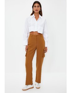 Trendyol Brown Cargo Straight Cut Woven Double Pocket Woven Trousers