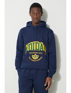 Mikina adidas Originals pánská, tmavomodrá barva, s kapucí, s potiskem, IS0235