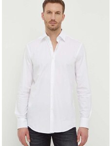 Košile BOSS pánská, bílá barva, slim, s klasickým límcem