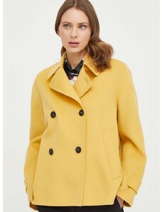 Vlněný kabát Weekend Max Mara žlutá barva, přechodný, dvouřadový