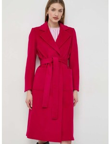 Vlněný kabát MAX&Co. růžová barva, přechodný, bez zapínání