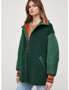 Vlněná bunda MAX&Co. zelená barva, přechodná, oversize, 2416081011200