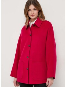 Oboustranný vlněný kabát MAX&Co. růžová barva, oversize