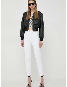 Kalhoty Elisabetta Franchi dámské, bílá barva, přiléhavé, high waist, PAT1441E2
