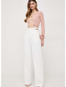 Kalhoty Elisabetta Franchi dámské, bílá barva, jednoduché, high waist, PA00141E2