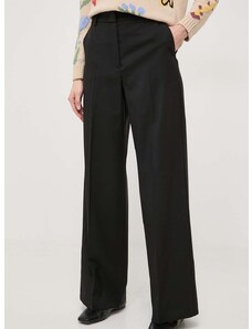 Vlněné kalhoty Weekend Max Mara černá barva, jednoduché, high waist
