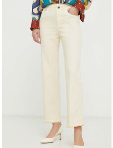 Kalhoty MAX&Co. dámské, béžová barva, jednoduché, high waist, 2416131111200