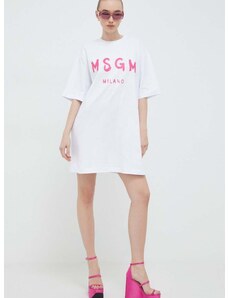 Bavlněné šaty MSGM bílá barva, mini