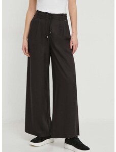 Kalhoty Pepe Jeans dámské, černá barva, široké, high waist