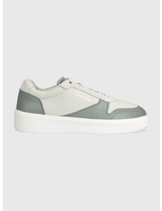 Kožené sneakers boty Calvin Klein LOW TOP LACE UP BSKT šedá barva, HM0HM01402