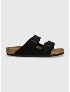 Semišové pantofle Birkenstock Arizona pánské, černá barva, 1027152