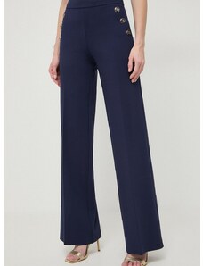 Kalhoty Twinset dámské, tmavomodrá barva, jednoduché, high waist