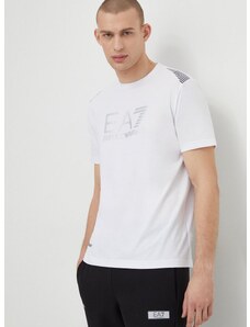Tričko EA7 Emporio Armani bílá barva, s potiskem