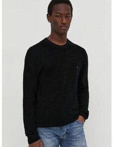 Vlněný svetr AllSaints pánský, černá barva, lehký
