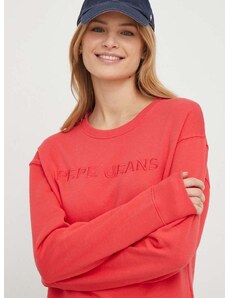 Bavlněná mikina Pepe Jeans Hanna dámská, červená barva, s aplikací