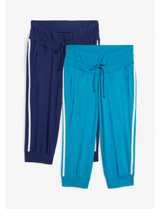 bonprix Sportovní kalhoty z bavlny, capri délka (2 ks v balení) Modrá