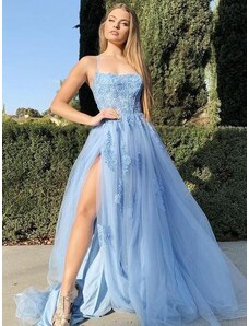 HollywoodStyle.cz luxusní světle modré plesové šaty Alison 2023: Světle modrá Tyl S-M