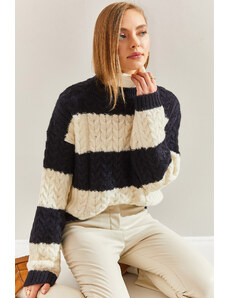 Bianco Lucci Women's Hair Knit Patterned Knitwear Sweater